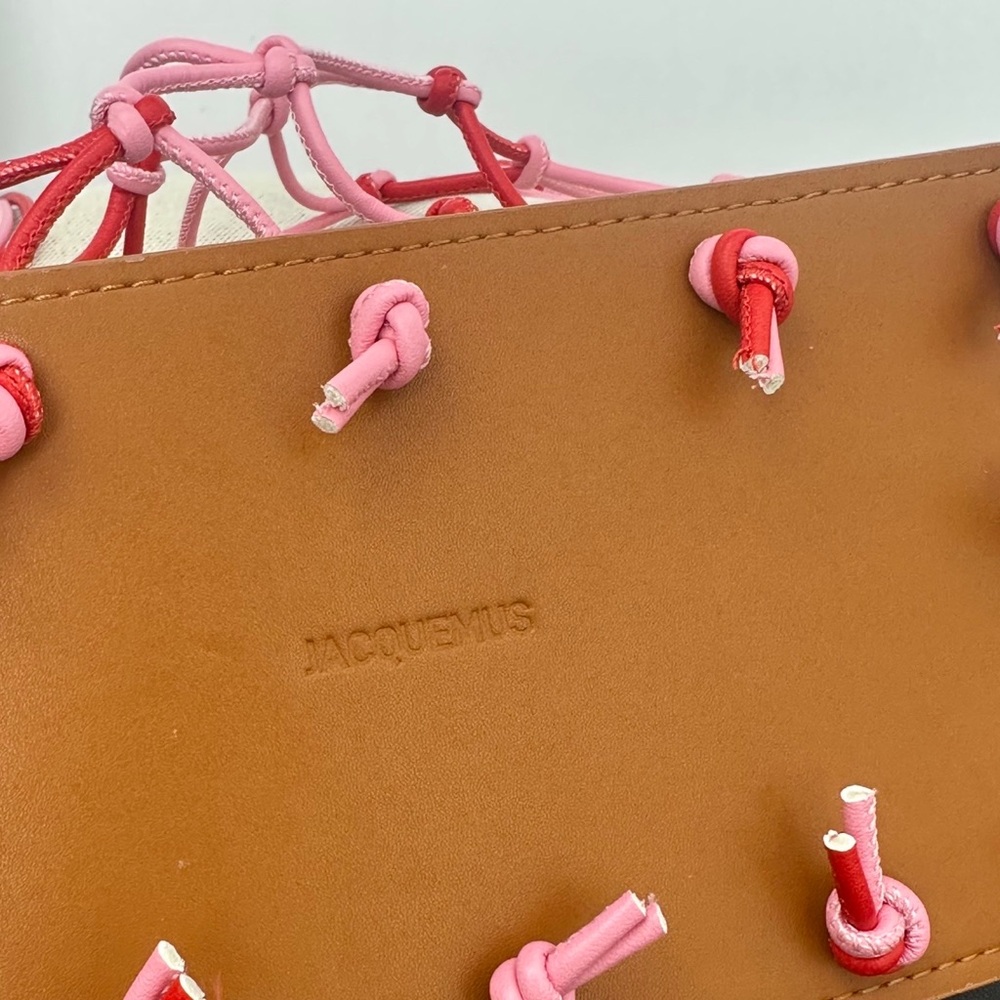 Jacquemus Beige Canvas Tote with Pink & Red Rope Netting - Picture 6 of 9